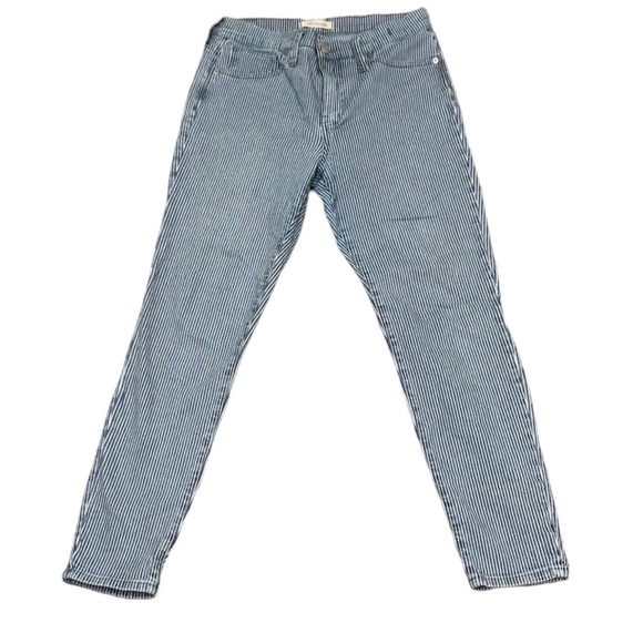 Madewell Denim - Madewell 9” Mid Rise Skinny Jeans Size 29 Blue White Striped